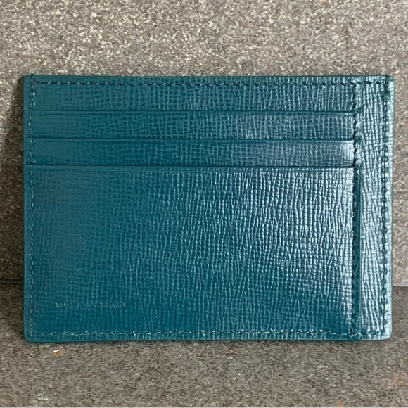 BURBERRY London Leather Card Case Wallet in Dark Teal, NEW - Picture 9 of 16